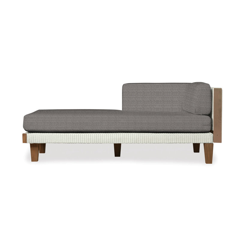 Catalina Outdoor Teak Chaise Lounge, Rumba Stonewashed, Ivory