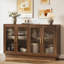 Buffet avec rangement, meuble de cuisine en bois de 140 cm (55,1 po) avec 4 portes, grande table de buffet, dosseret/bar à café pour salle à manger ou salon-574226665