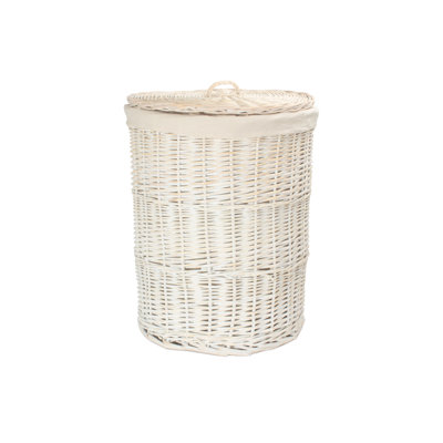Wicker Round Laundry Hamper Basket with Lining