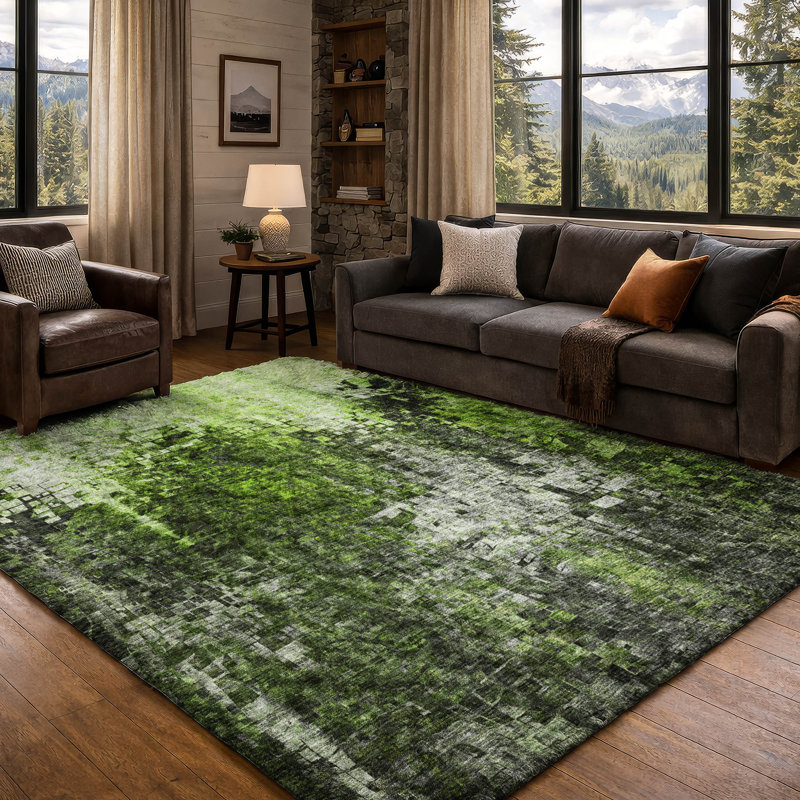 Tapis à poils longs de qualité supérieure lavable à la machine Dream, Green, 9' x 12'