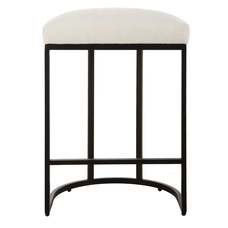 Upholstered Counter Stool, Beige, Black