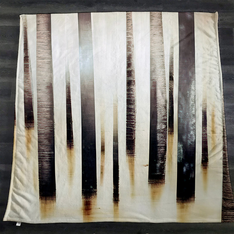 Throw Blanket, 51" W x 60" L, Striped/Abstract, Brown/Orange/Tan