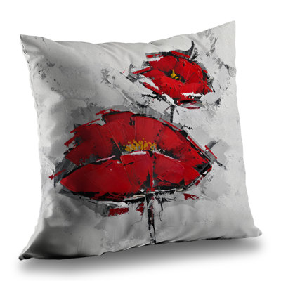 Texturized Red Poppies - Botanical Bedroom – Throw Pillow Cover Only, Double-Sided Print, Insert Not Included