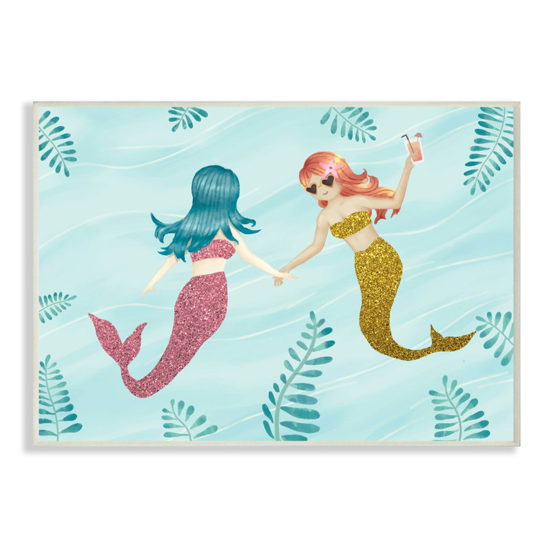 «Reposa Mermaid Hangout Art», Plaque murale, H 13 po x l 19 po x P 0,5 po