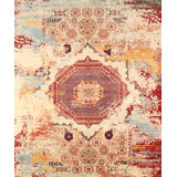 Hand-Knotted High-Quality Beige, Red, and Blue Area Rug