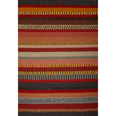 Striped Area Rug in Red/Black
