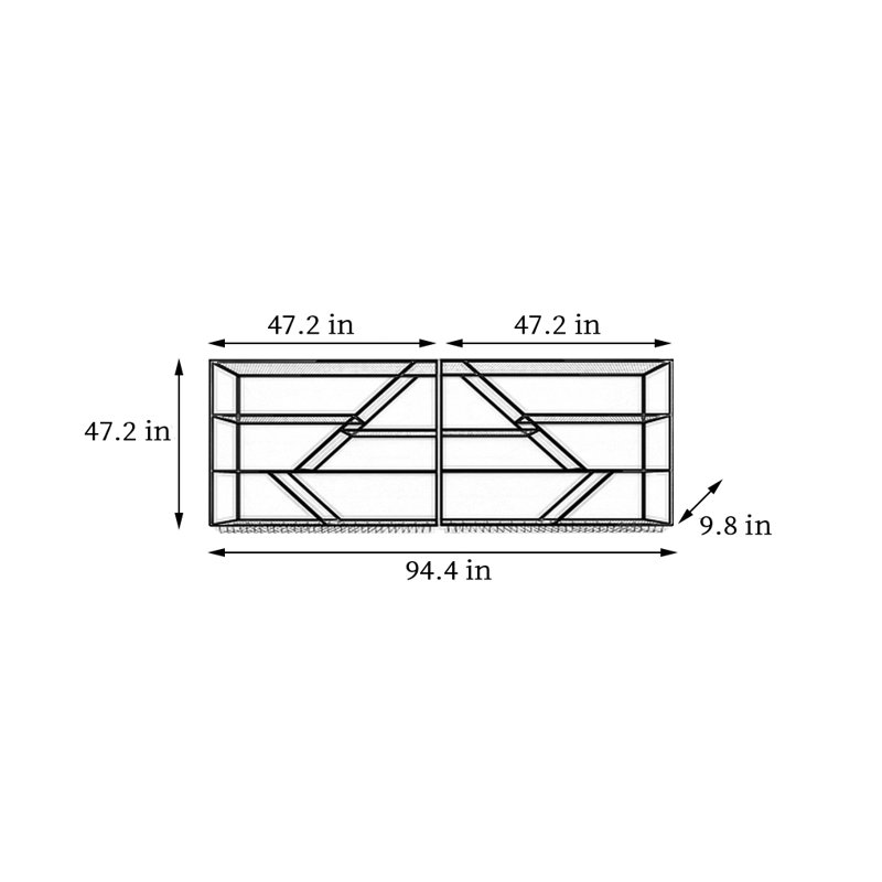 Simple black wall mounted wine rack, 47.2" H x 94.4" W x 9.8" D