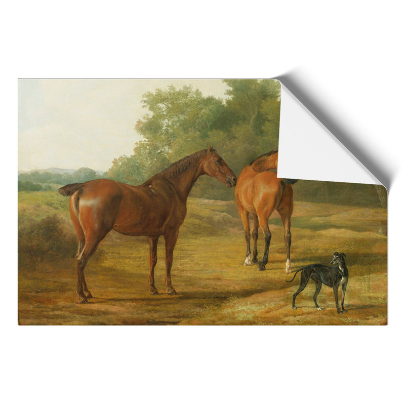 Horses And Hound by Jacques-Laurent Agasse - No Frame Painting, 30cm H x 42cm W x 0.1cm D