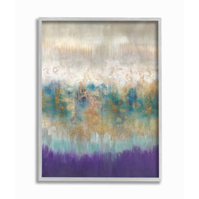 Élégante peinture mauve grise et dorée abstraite par K. Nari - impression d'art graphique