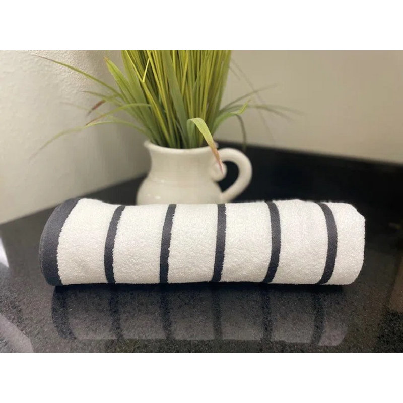 GPH Collection 6 PK Cotton Blend Horizontal Stripes Beach Towel By Rifz, Gray