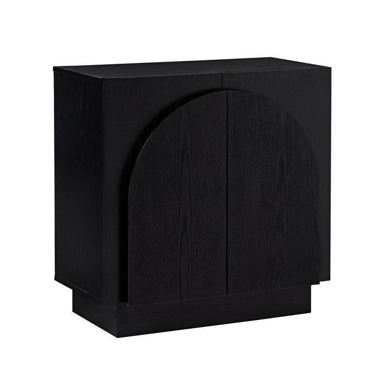  Aurelie 4 Piece Modular Solid Wood Arched Storage Cabinet Credenza, Black