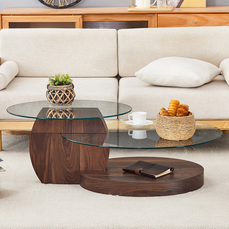 Grain Double Layer Coffee Table, Walnut