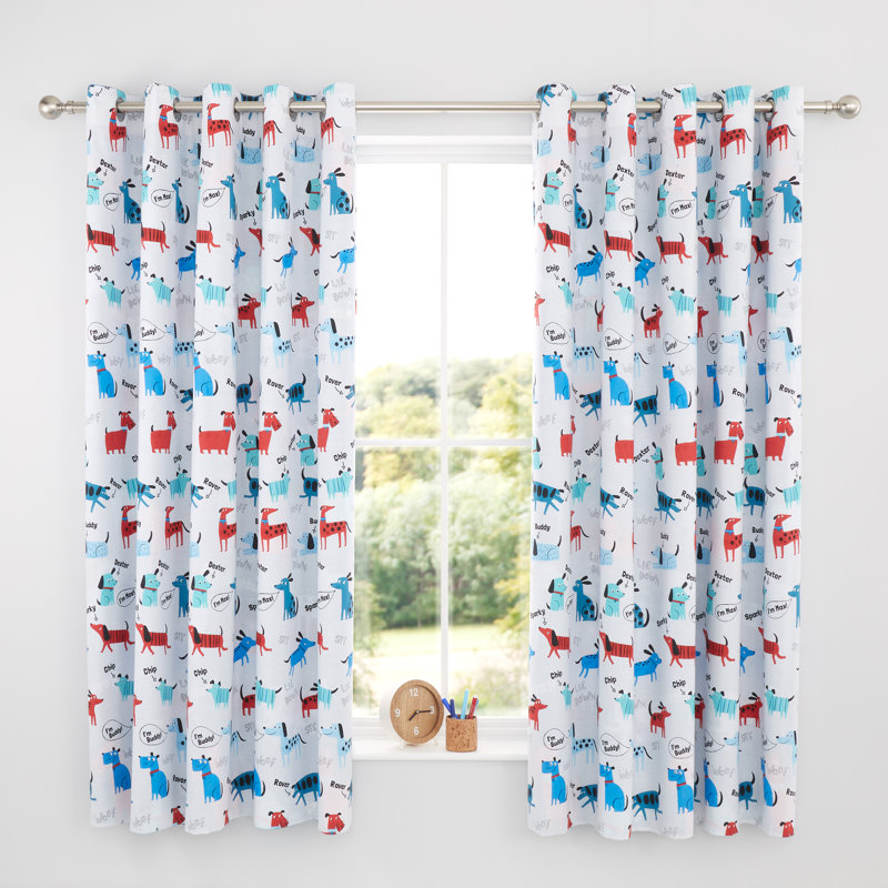 Woofing Dogs Room Darkening Curtain