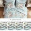 Literie pour grand lit 7 pièces avec fleurs aquarelles bleu pâle, réversible pour deux styles, durabilité en microfibre, durabilité et confort polyvalents, légèreté
