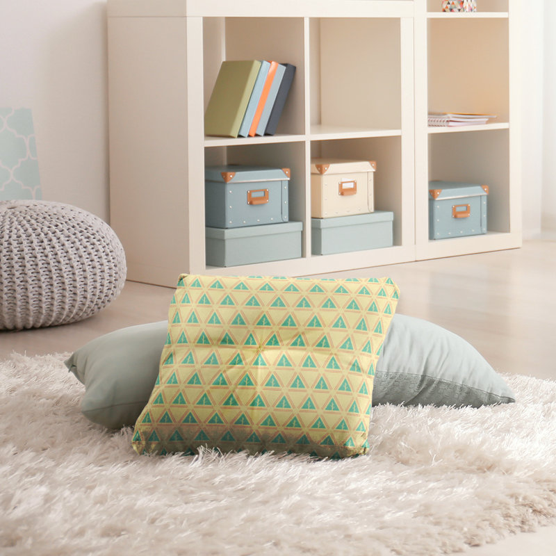 Coussin Theo Nath, 30 po x 30 po, Vert jaune / orange