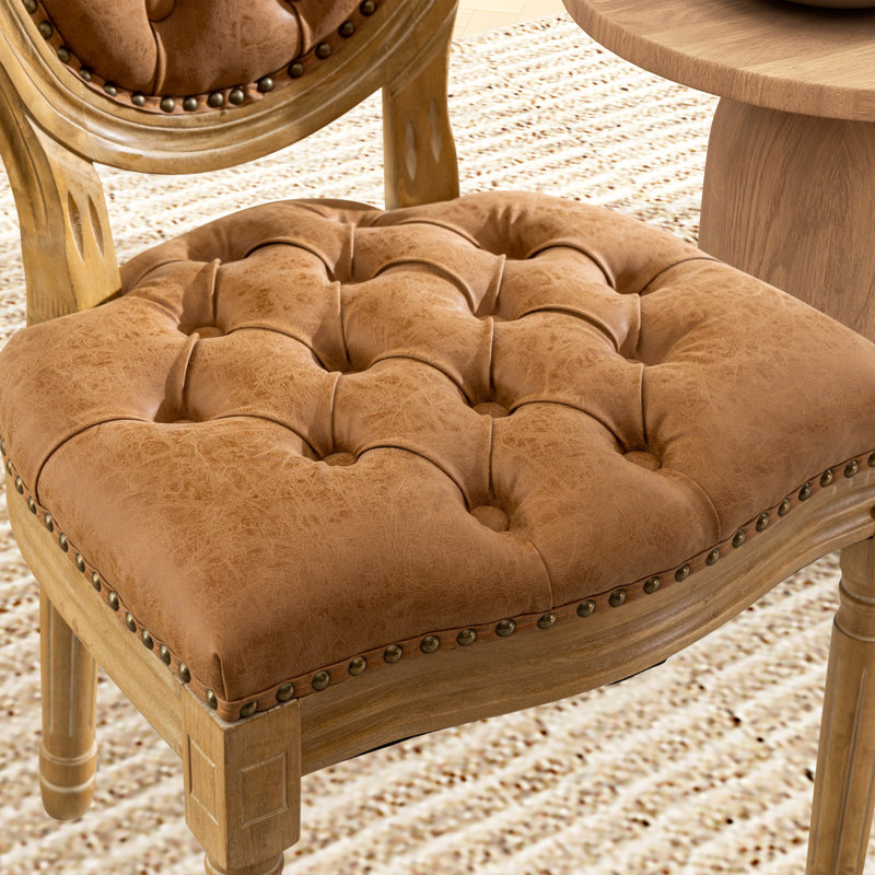 Clarisabel 19.7'' H Leather Upholstered Side Chair, Orange