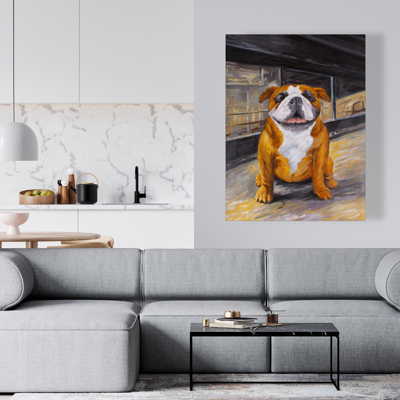 Sourire de bouledogue - toile de chambre brune pour la décoration intérieure