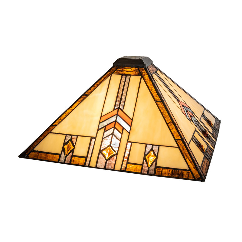 16" Square Prairie Wheat Harvest Shade, Orange/Brown/Clear, 7.5" H x 23" W x 23" D