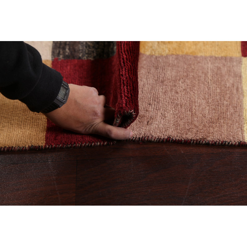 Tapis multicolore noué à la main 3 pi 1 po x 4 pi 5 po One-of-a-Kind