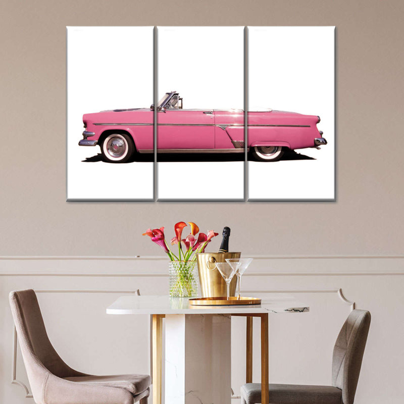 Ensemble de photographies rétro sur toile 3 pièces par Pink Sherbet, H 20 po x l 33 po x P 1,25 po
