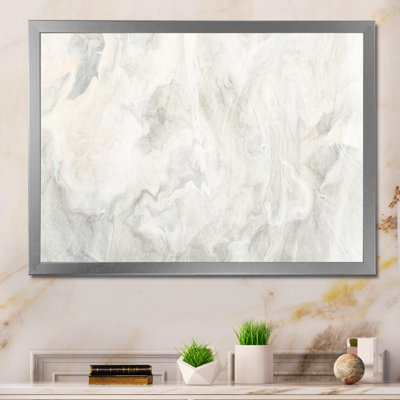 Liquid Art Waves In Shades Of Cream II - Floater Frame Print on Canvas