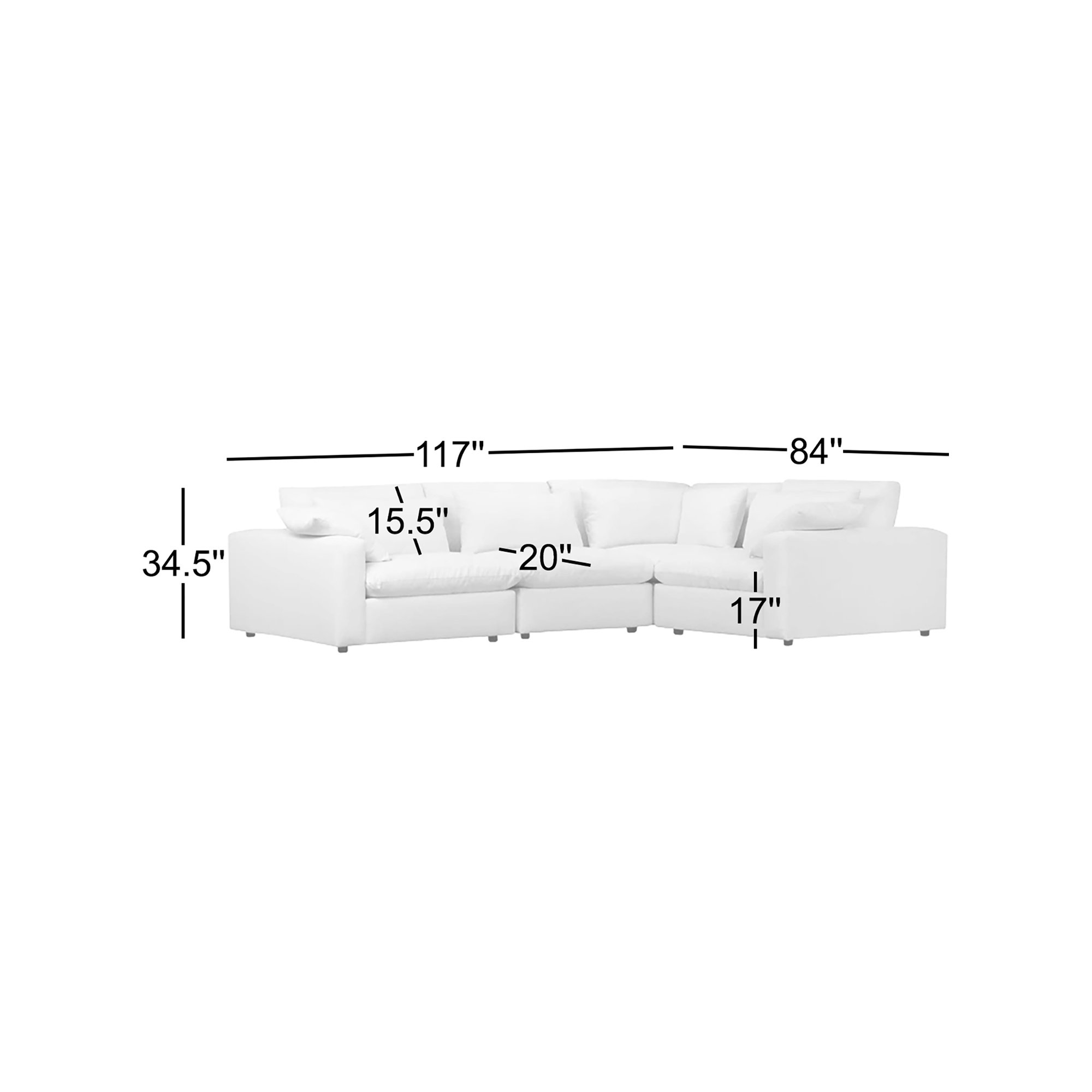 Remy 4-Piece Modular Sectional, Macarena Light Gray Basketweave