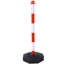 4 Pack Traffic Delineator Post Cones With Fillable Base, 32 5/8" Tall Plastic Safety Barrier With 5ft Chain, White/red Crowd Control Stanchion For Indoor Outdoor Traffic Warning – White/red