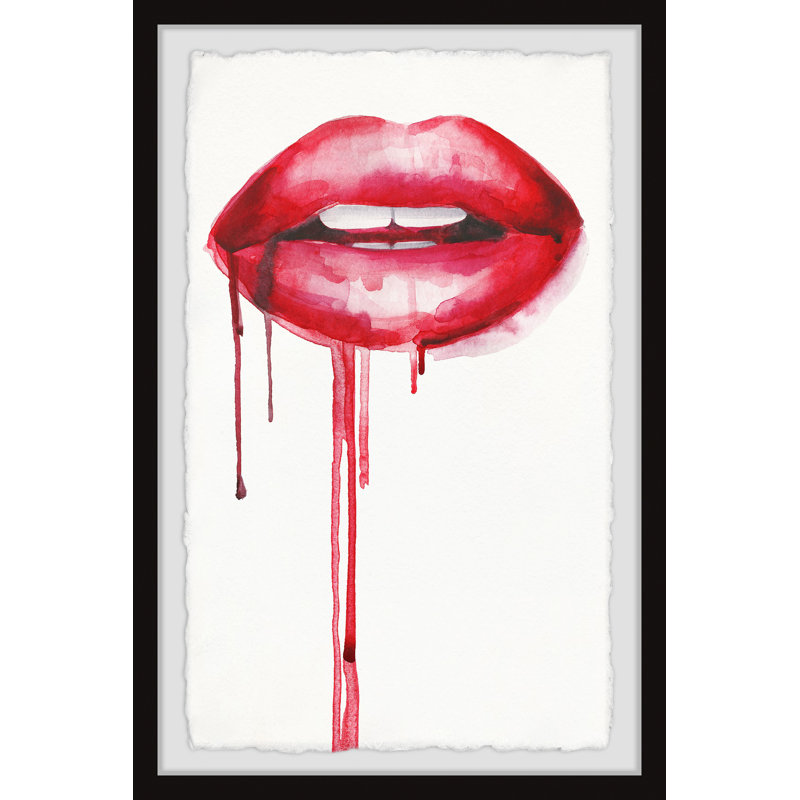 «Kissable Lips», reproduction encadrée, H 12 po x l 8 po x P 1,5 po