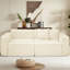 Lit moderne en velours 3 - Revêtement en lin blanc, dossier rembourré, chargement pour chambre à coucher Mid Century-1708302901-1708302900