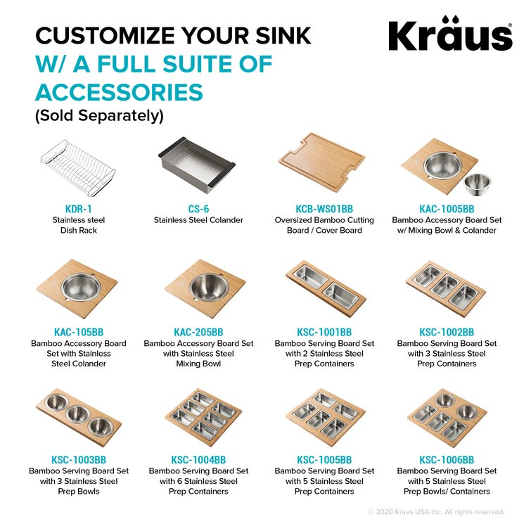 Kraus CS-6 Stainless Steel Colander for Workstation Kitchen Sink