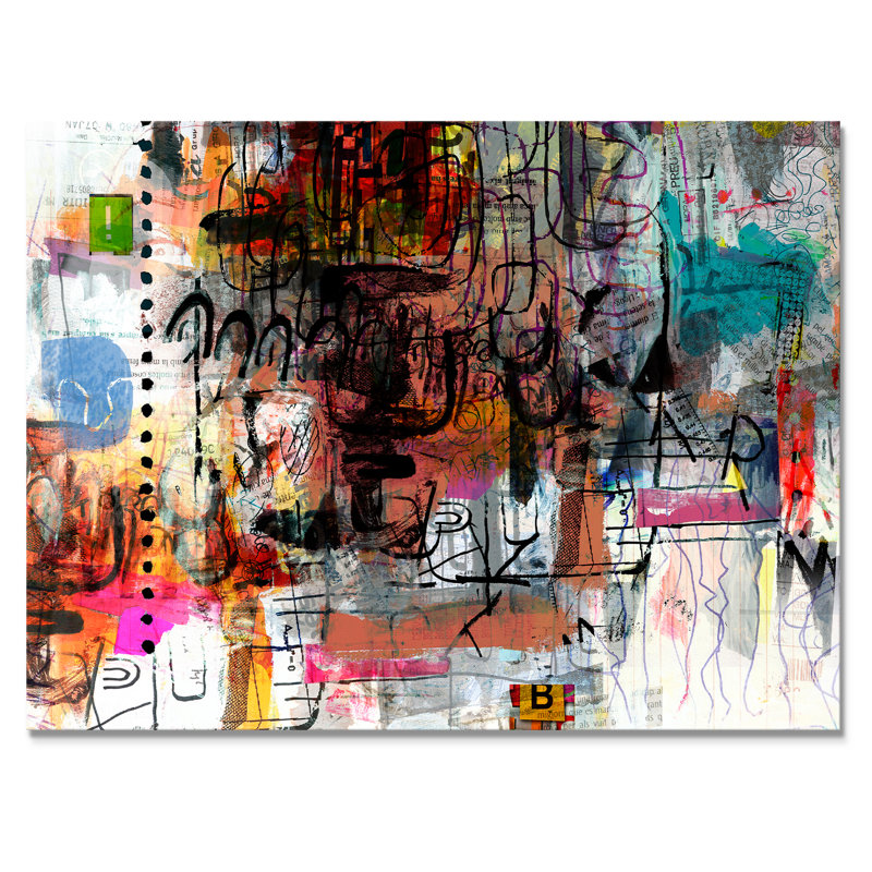 "Abstract Collage Pop Art", reproduction sur toile flottante, H 8 po x l 12 po x P 1 po, Cadre naturel flottant