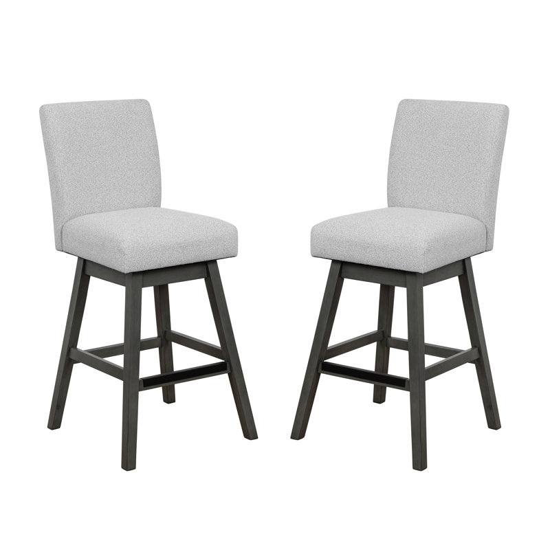 Cyrus Swivel Upholstered Barstool Set, Gray Seat/Black Frame, Bar Stool (30" Seat Height)