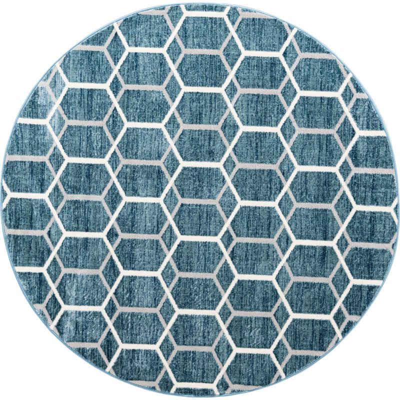 Eshin Geometric Indoor Rug, Round 7'