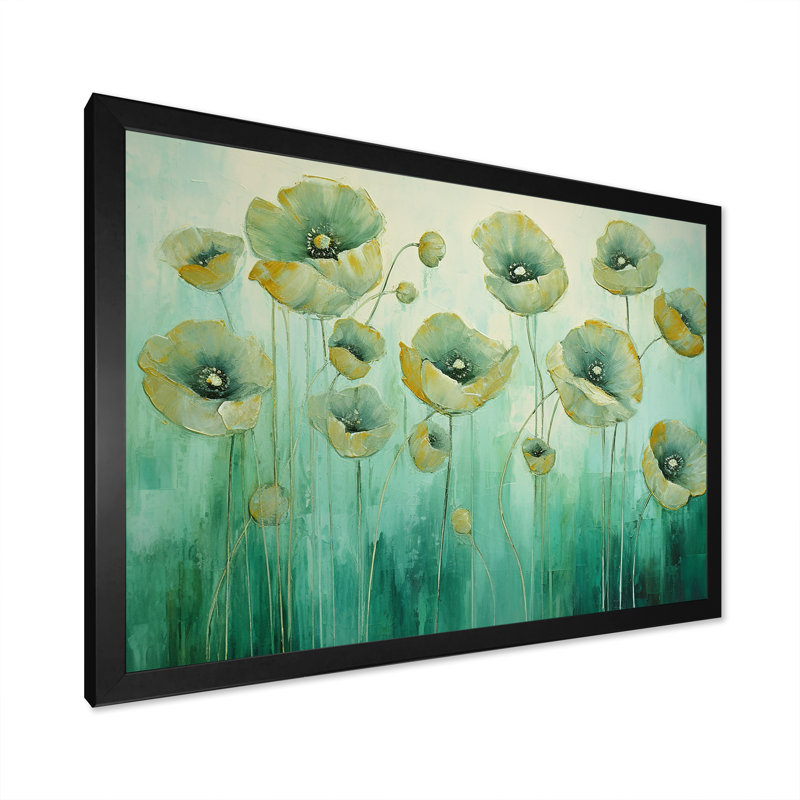 «Jade Joy Whispers Of Poppies I», reproduction sur toile, Cadre simple noir, H 12 po x l 20 po x P 1 po