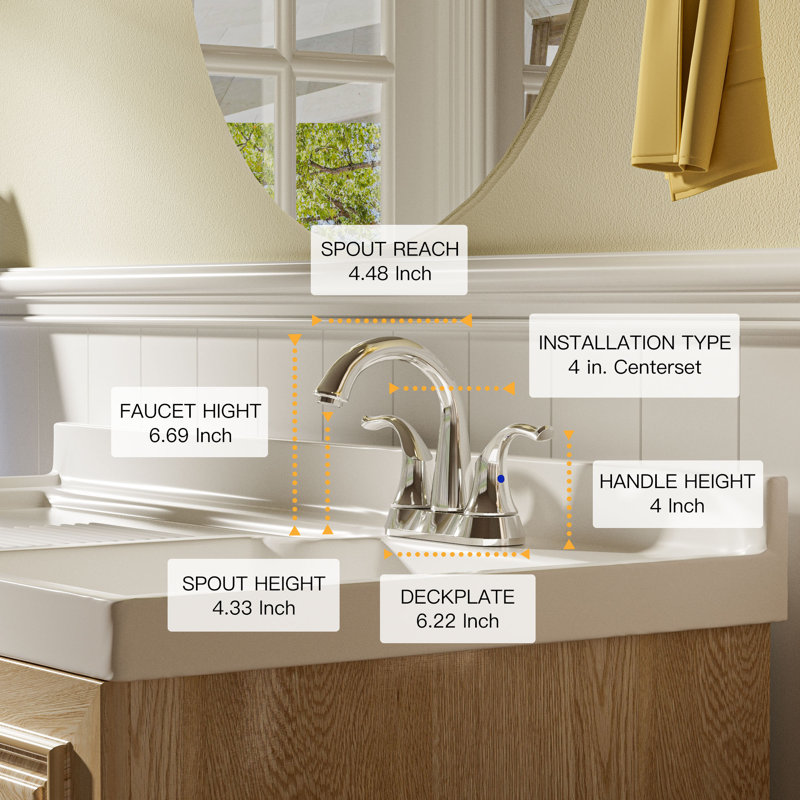 Centerset 2-handle Bathroom Faucet with Drain Assembly, Chrome