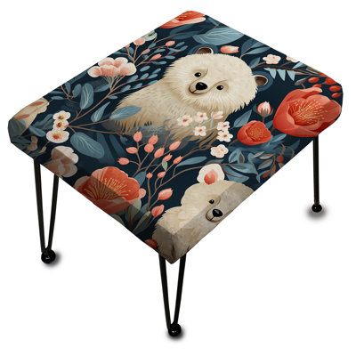 Rose avec motifs d'ours coupés - Repose-pieds rectangulaire imprimé animal