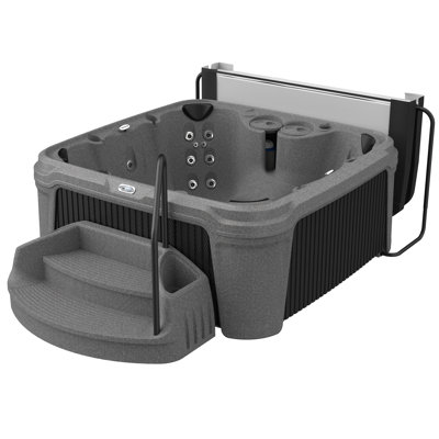 AquaRest DayDream 3500 Ensemble 7-Person 35-Jet Plug & Play Hot Tub with Ozonator, LED Waterfall, Stainless Steel Heater, Step, Cover Lifter and Ice Bucket