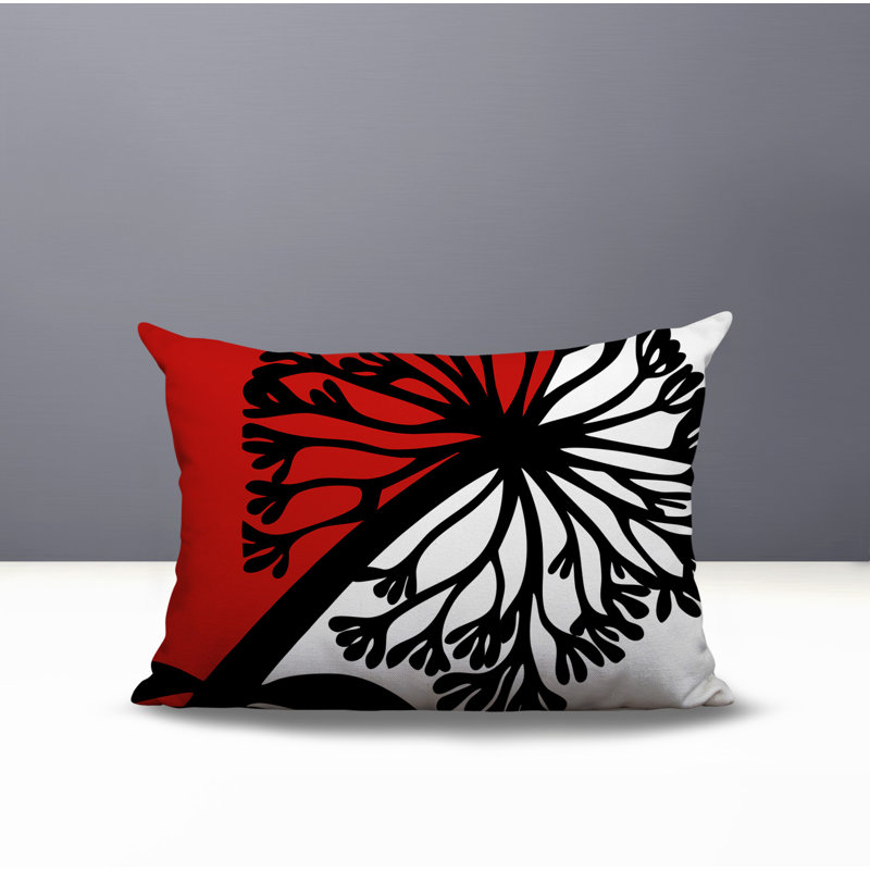 Oreiller rectangulaire réversible intérieur / extérieur Aldy, Rectangle H 14 po x l 20 po, Rouge