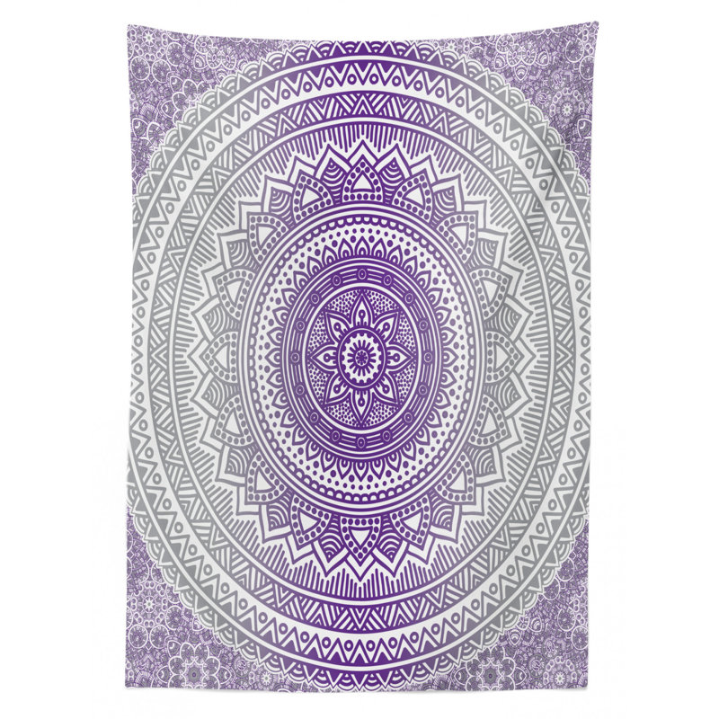 Dining Room Kitchen Tablecloth, 84" L x 60" W, Gray/Purple