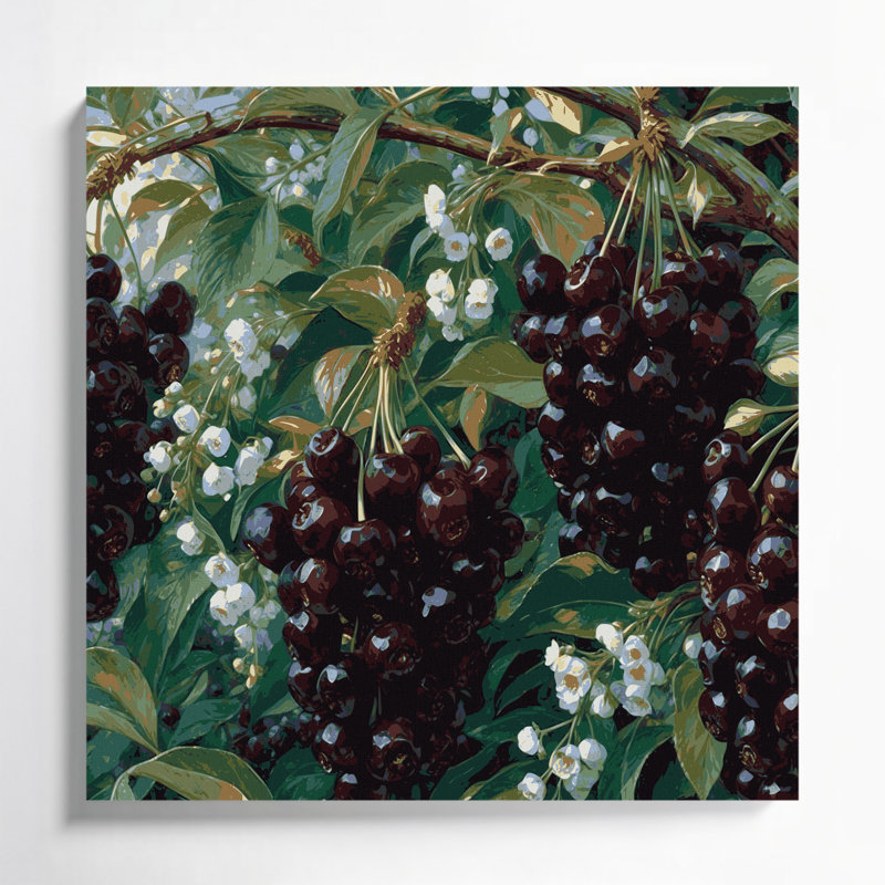 Art mural sur toile noir Fruit Chokecherry, H 12 po x l 12 po