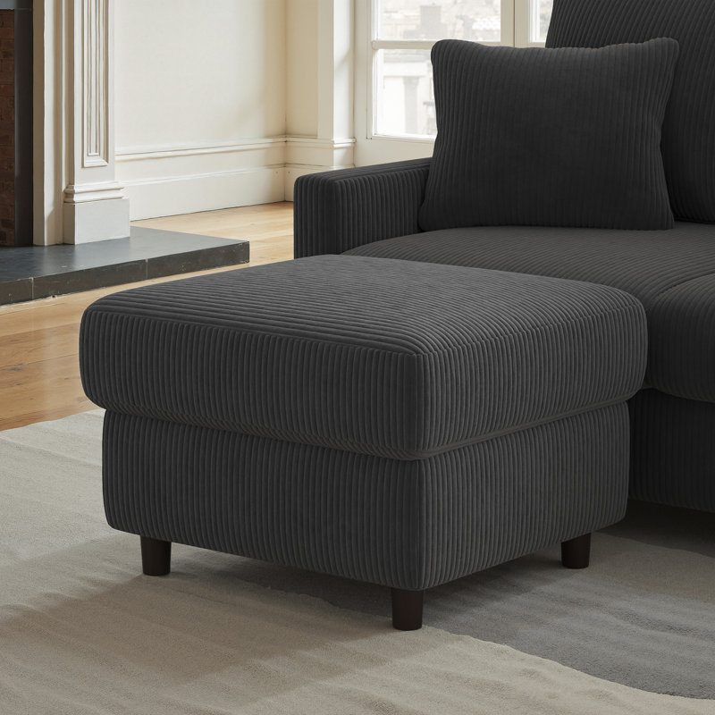 Ottoman, Grey Corduroy