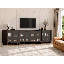 Buffet à portes vitrées de 80 cm de large avec tablette réglable et fini grain de bois (ensemble de 4), noyer brun-614621085