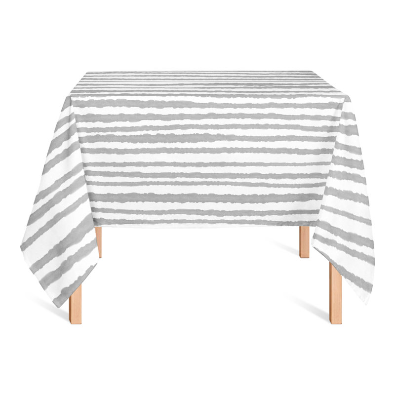 Square Striped Polyester Tablecloth, Gray
