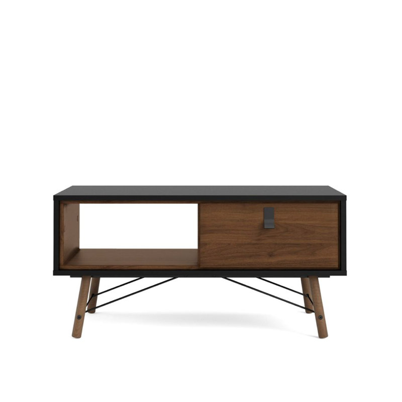Timpson Four Leg Coffee Table with Storage, Brown/Black, Black