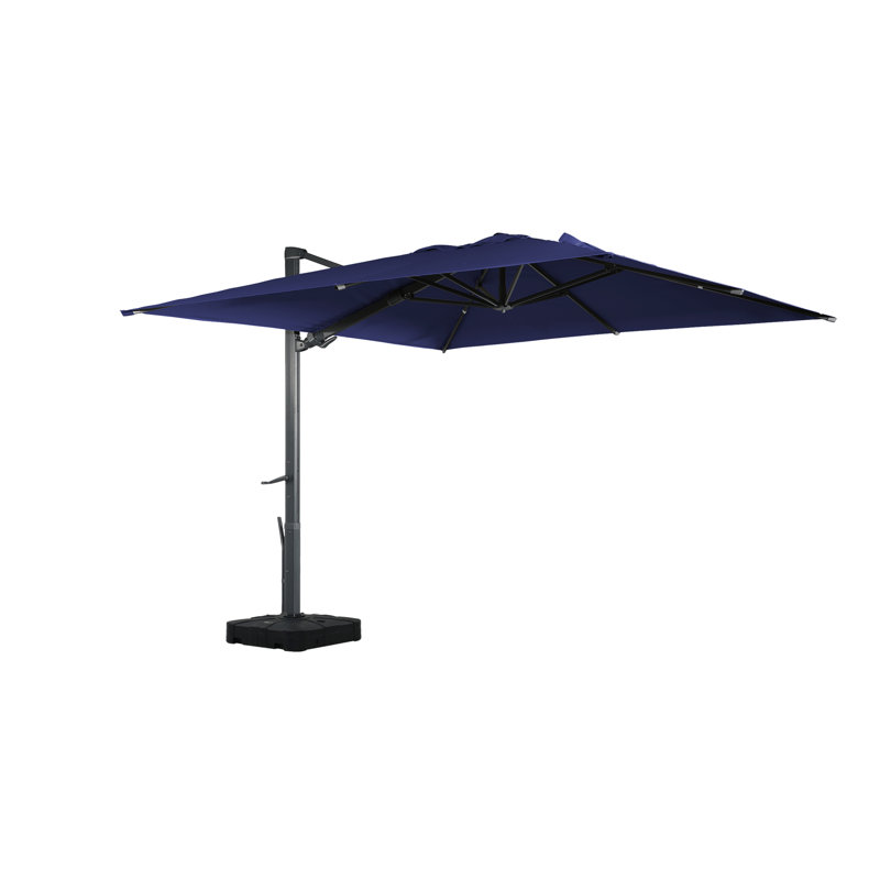 Parasol de patio en porte-à-faux rotatif 10 pi x 10 10 pi avec base, Marine