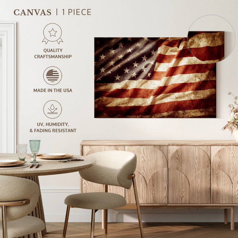 Textured American Flag Canvas Print, 30" H x 45" W x 1.25" D