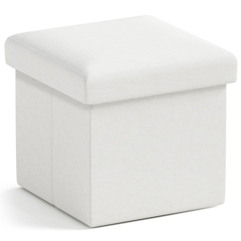 Small Foldable Square Linen Storage Bench Suitable For Living Room, Bedroom, Dormitory, White