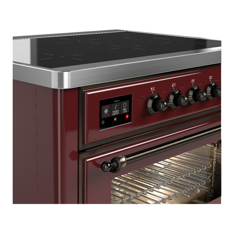 Cuisinière à induction 36 pouces avec 6 éléments à induction en bourgogne (garniture brunie) Majestic III Series, Bourgogne