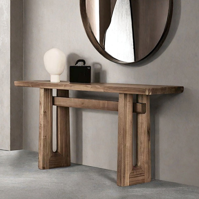 Console Mid-Century moderne en bois massif, H 33,1 po x l 59,1 po x P 11,8 po