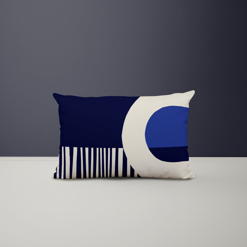 Polyester / Mélange de polyester Housse de coussin rectangulaire intérieure / extérieure lombaire et insert, Bleu marine